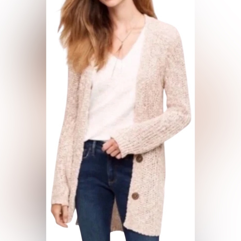 Anthropologie Angel of the North Open Weave Linen Cotton Blend Cardigan